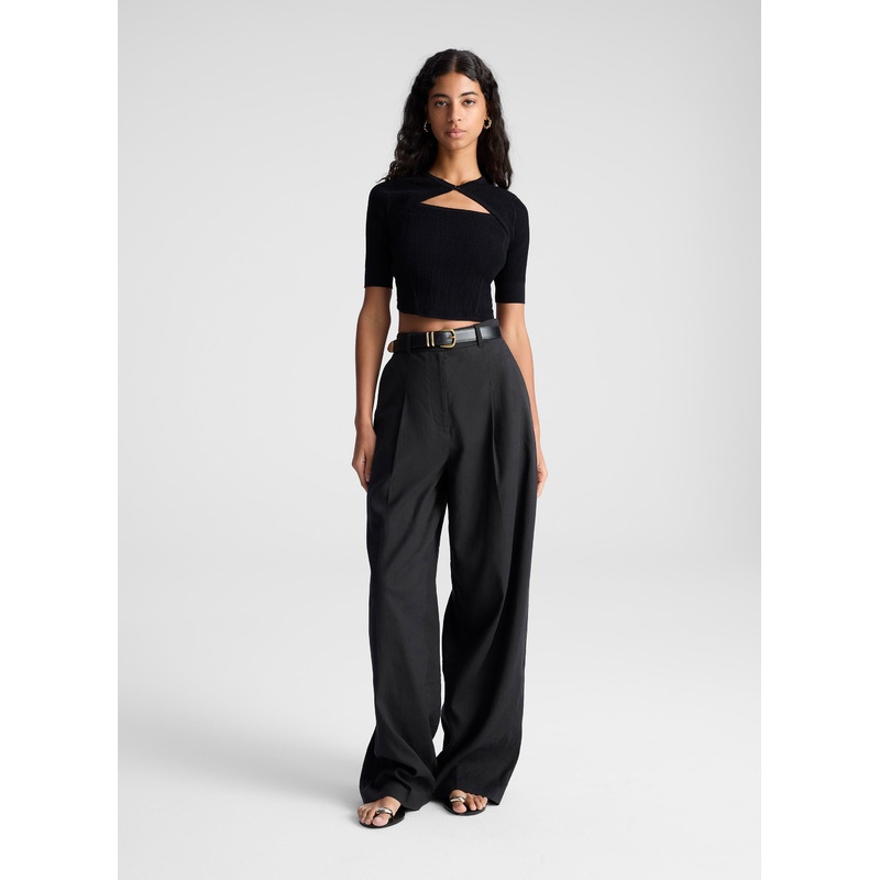Charles Linen Pant|Black|00|0|2|4|6|8|10|12|14