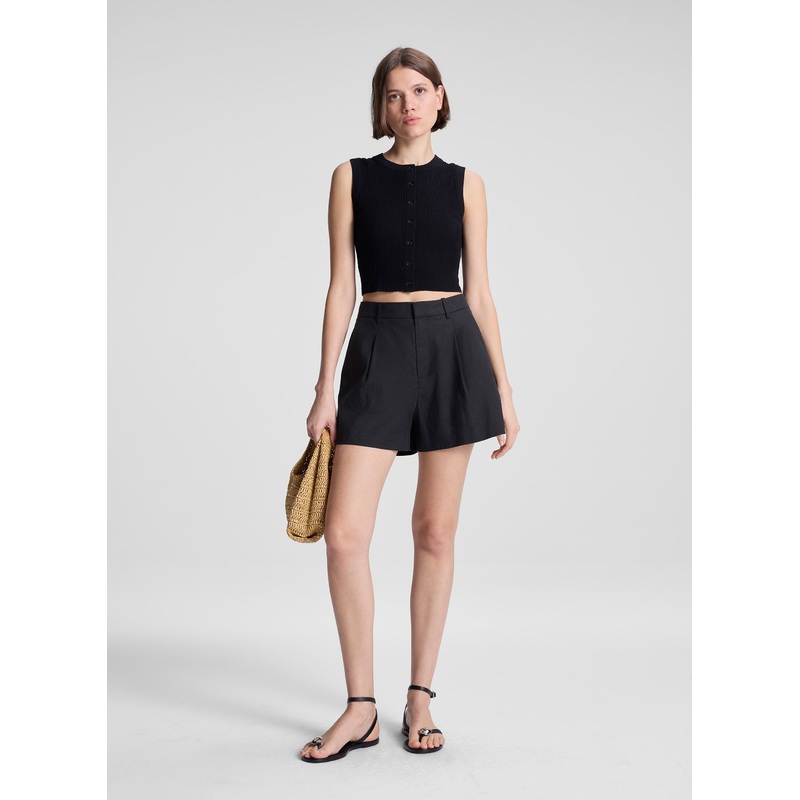 Charles Linen Short|Black|00|0|2|4|6|8|10|12|14