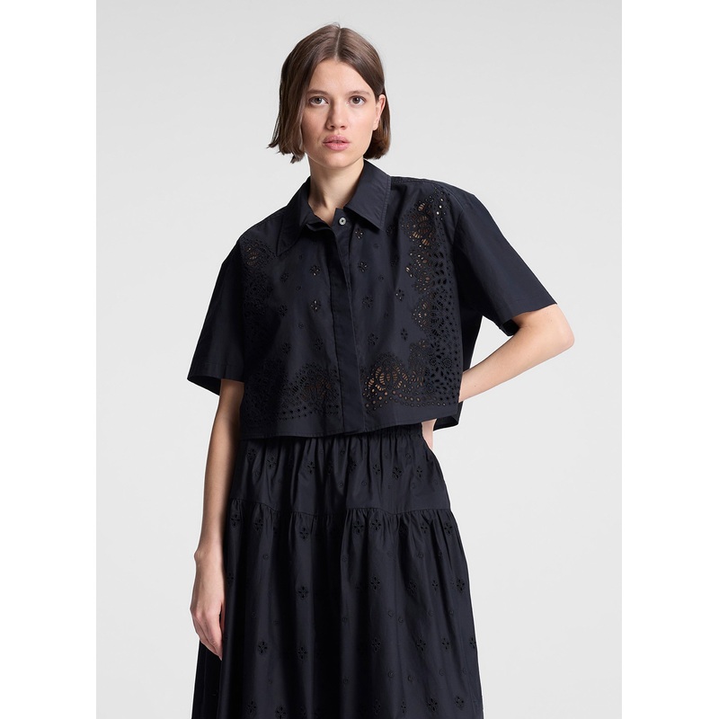 Jade Embroidered Cotton Top|Black|XS|S|M|L|XL