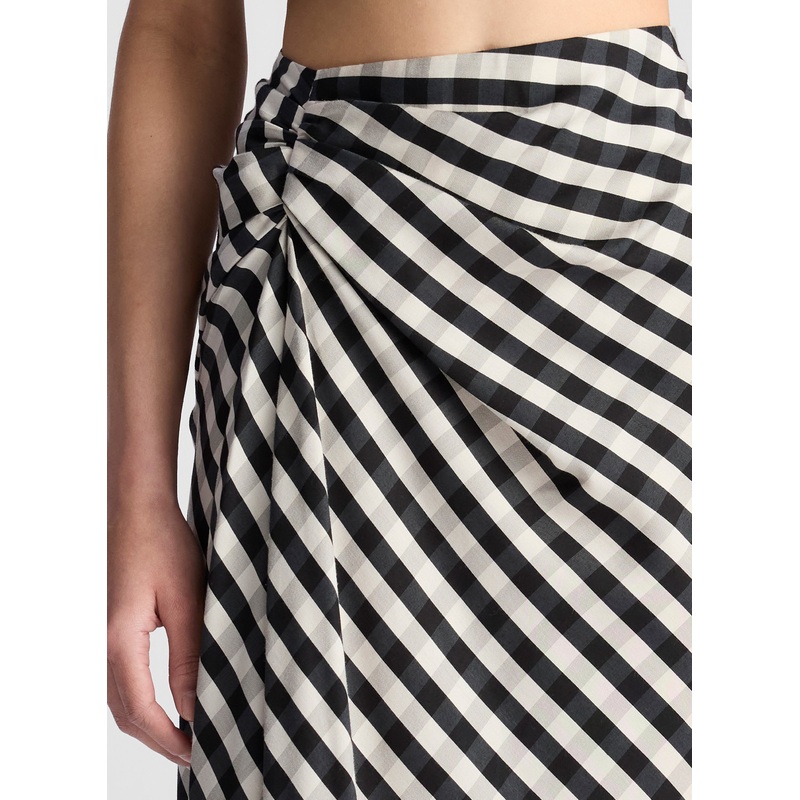 Jean Gingham Midi Skirt|Black/Tan|00|0|2|4|6|8|10|12|14