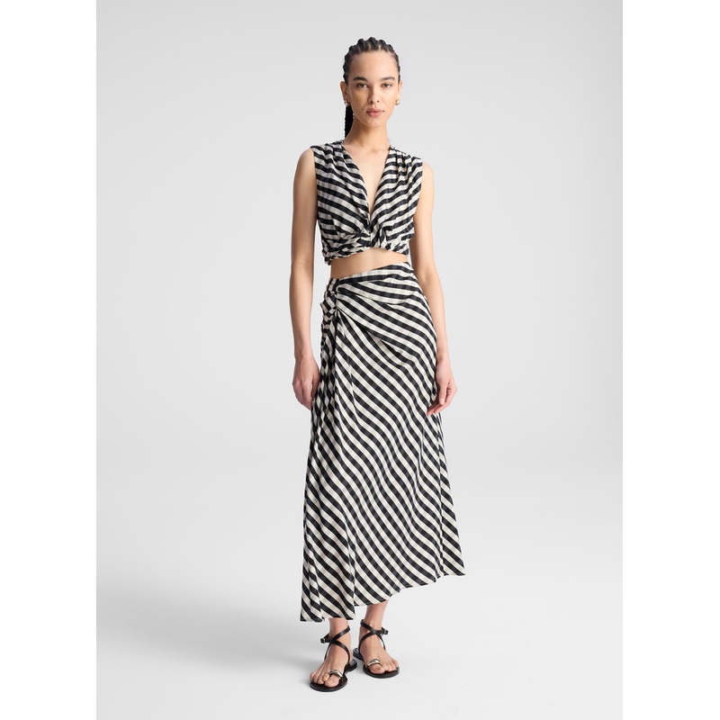 Jean Gingham Midi Skirt|Black/Tan|00|0|2|4|6|8|10|12|14