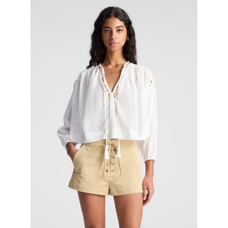 Jodie Embellished Cotton Top|White|XS|S|M|L|XL