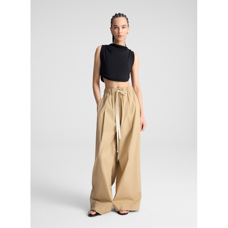 Jones Wide Leg Cotton Pant|Desert Beige|XS|S|M|L|XL