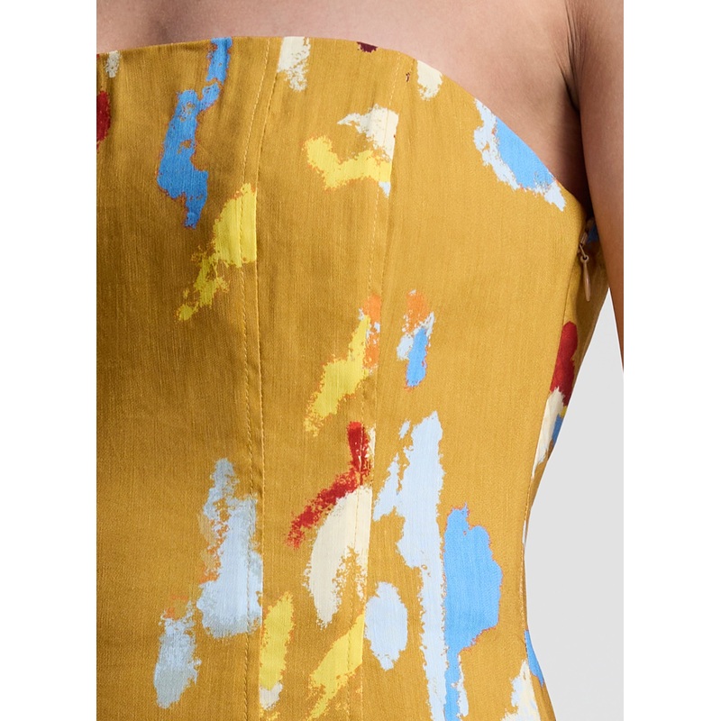 June Strapless Printed Midi Dress