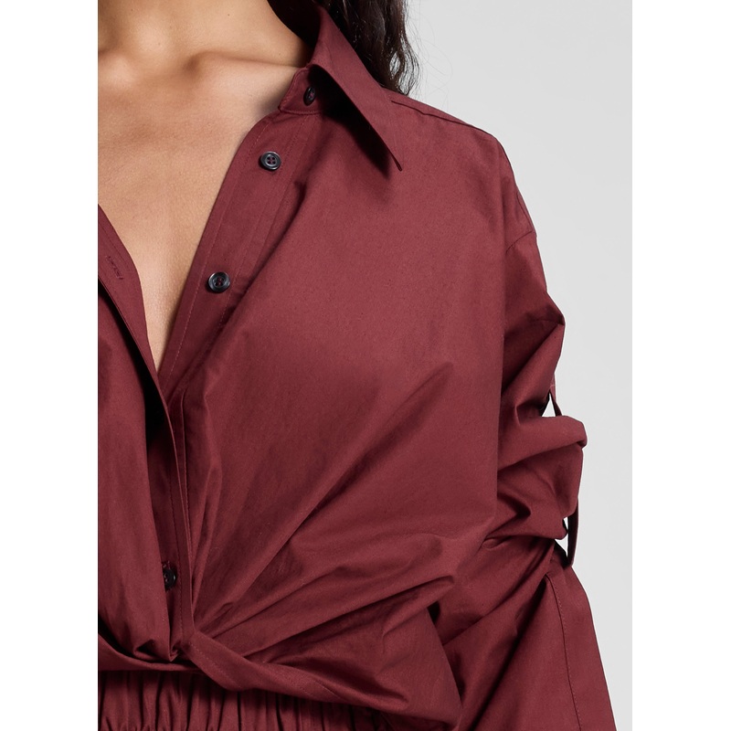 Leo Cropped Cotton Shirt|Dark Bosco|00|0|2|4|6|8|10|12|14