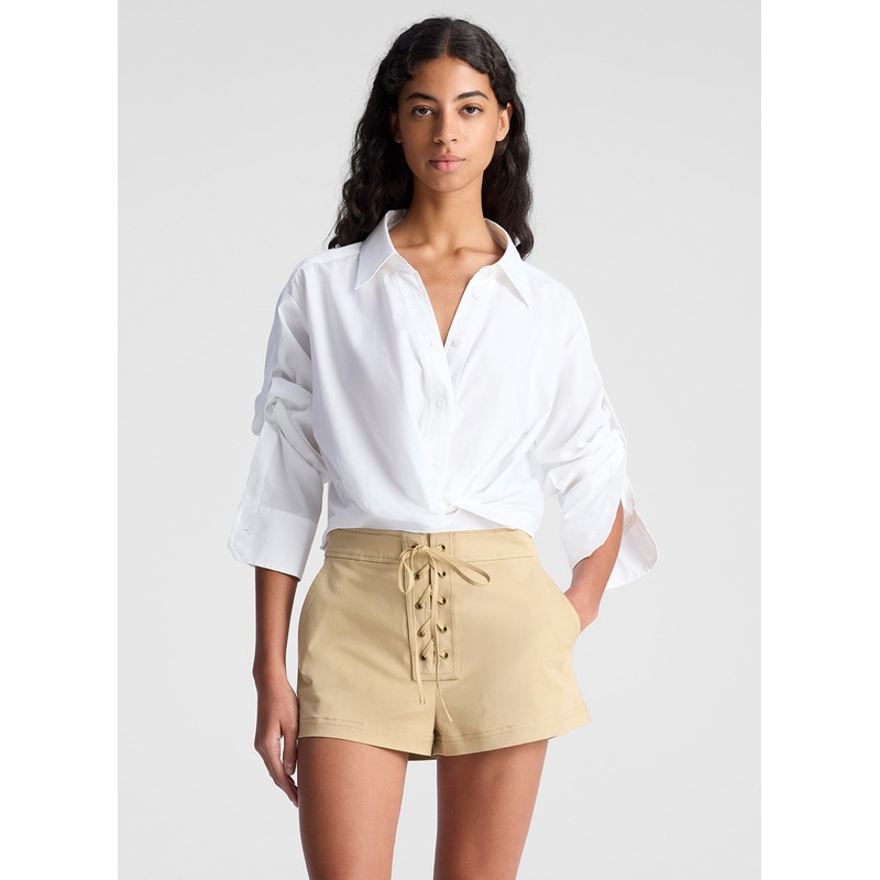 Leo Cropped Cotton Shirt|White|00|0|2|4|6|8|10|12|14