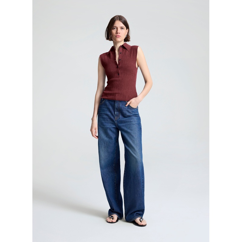 Ollie Fine Cotton Knit Polo Top