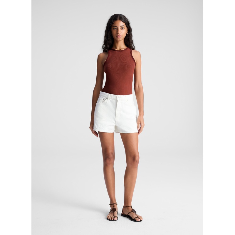 The 110 Straight Denim Short|White|24|25|26|27|28|29|30|31|32