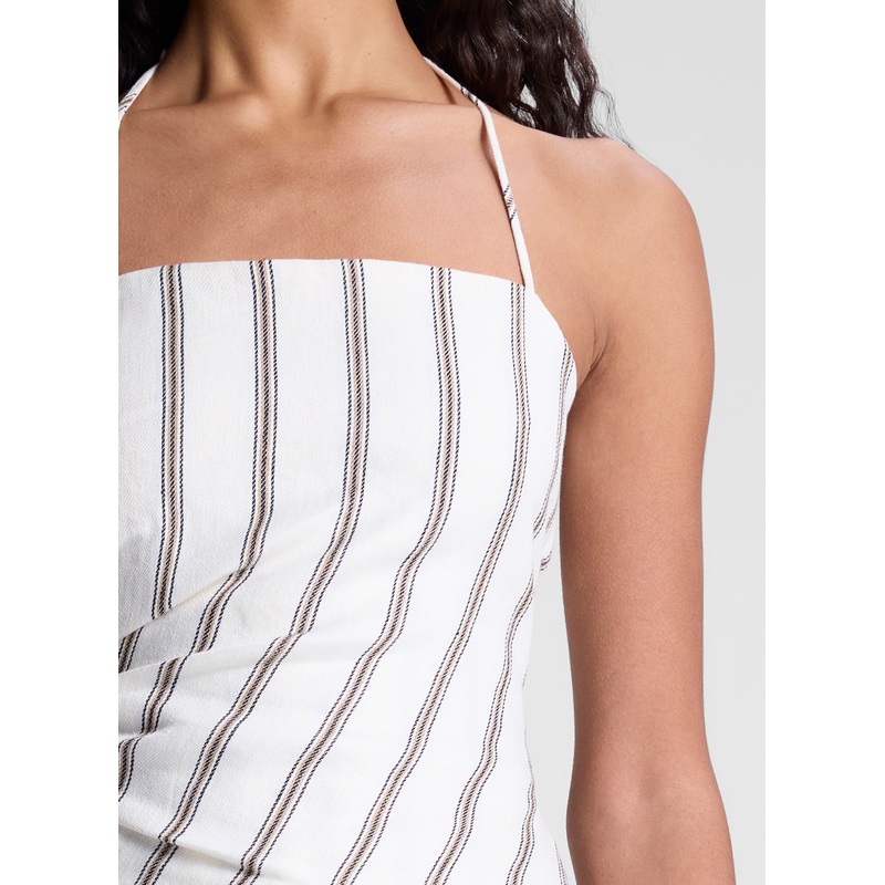 Charlotte Linen Halter Top|Cream Stripe|00|0|2|4|6|8|10|12|14