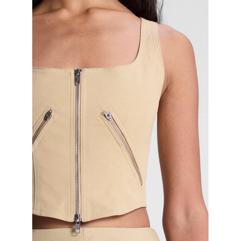 Dea Utility Zip Crop Tank|Desert Beige|00|0|2|4|6|8|10|12|14