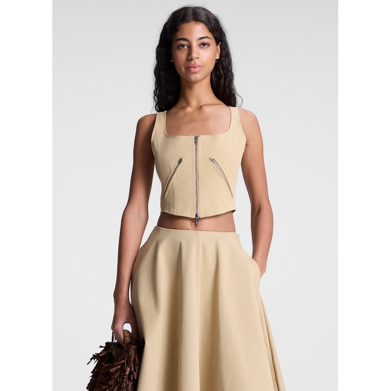 Dea Utility Zip Crop Tank|Desert Beige|00|0|2|4|6|8|10|12|14