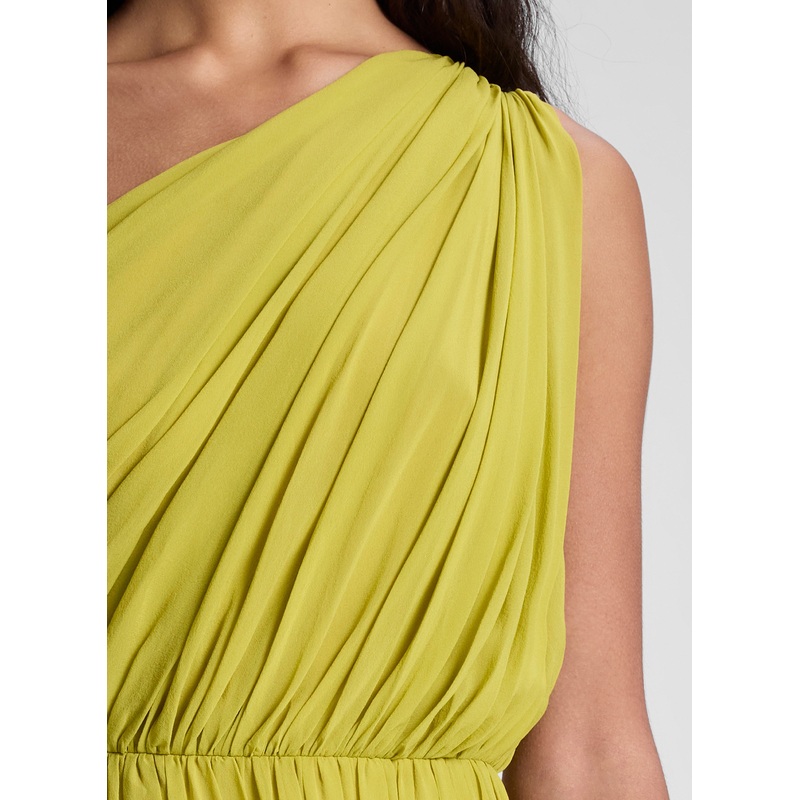 Drew Silk One Shoulder Midi Dress