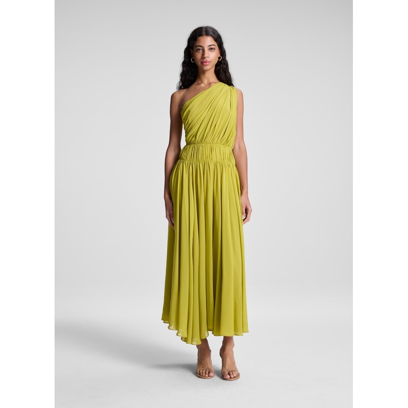 Drew Silk One Shoulder Midi Dress