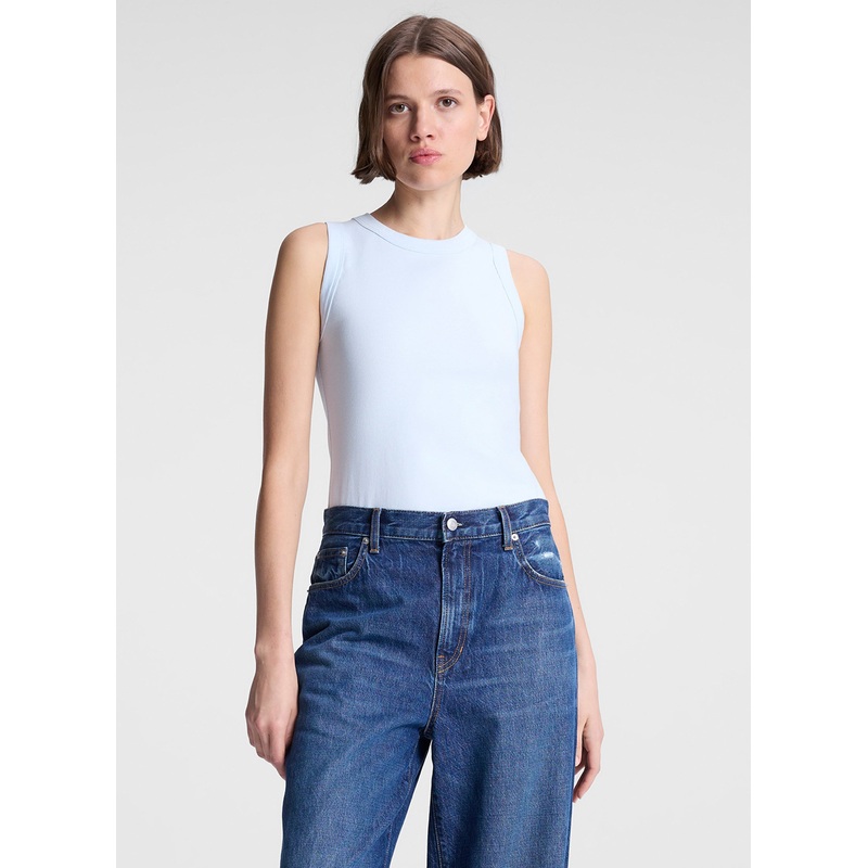 Hadley Cotton Rib Tank|Acqua|XS|S|M|L|XL