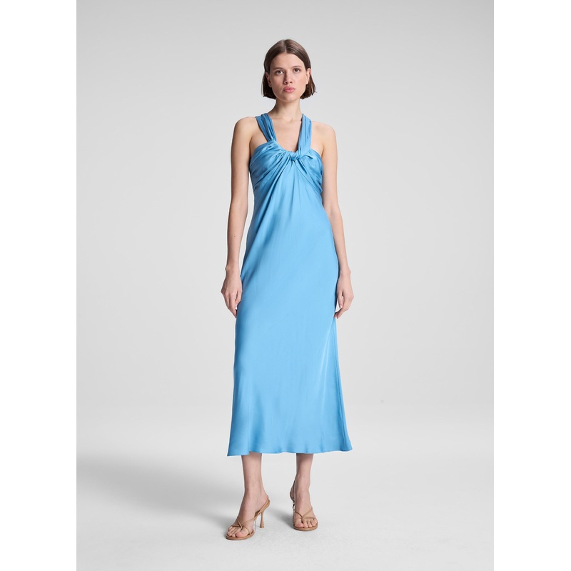 Ivy Satin Midi Dress|Blue Lagoon|00|0|2|4|6|8|10|12|14