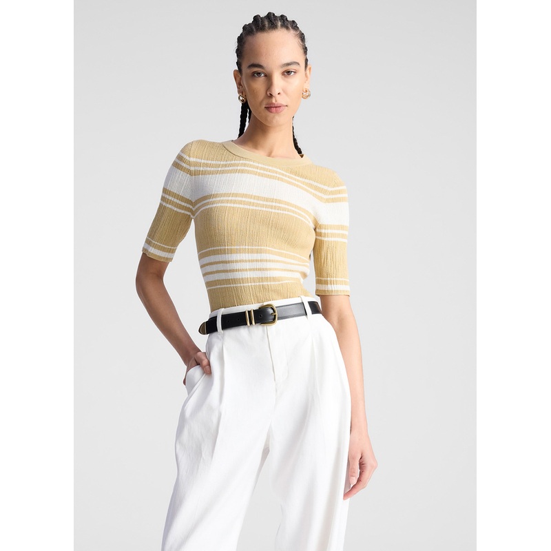 Jack Fine Cotton Knit Top|Lark/Bright White|XS|S|M|L|XL