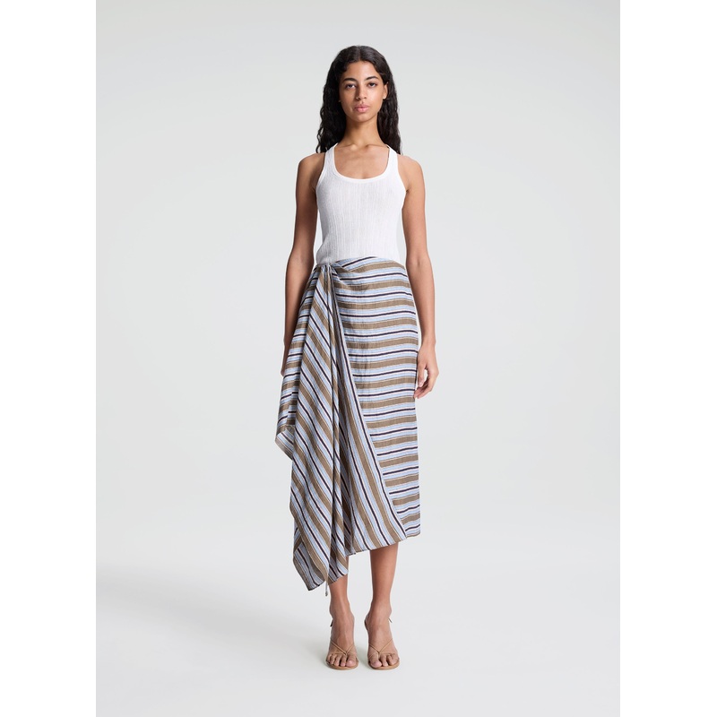 Lota Striped Linen Midi Skirt|Hazel Stripe|00|0|2|4|6|8|10|12|14