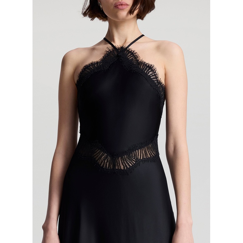 Lucia Satin and Lace Midi Dress