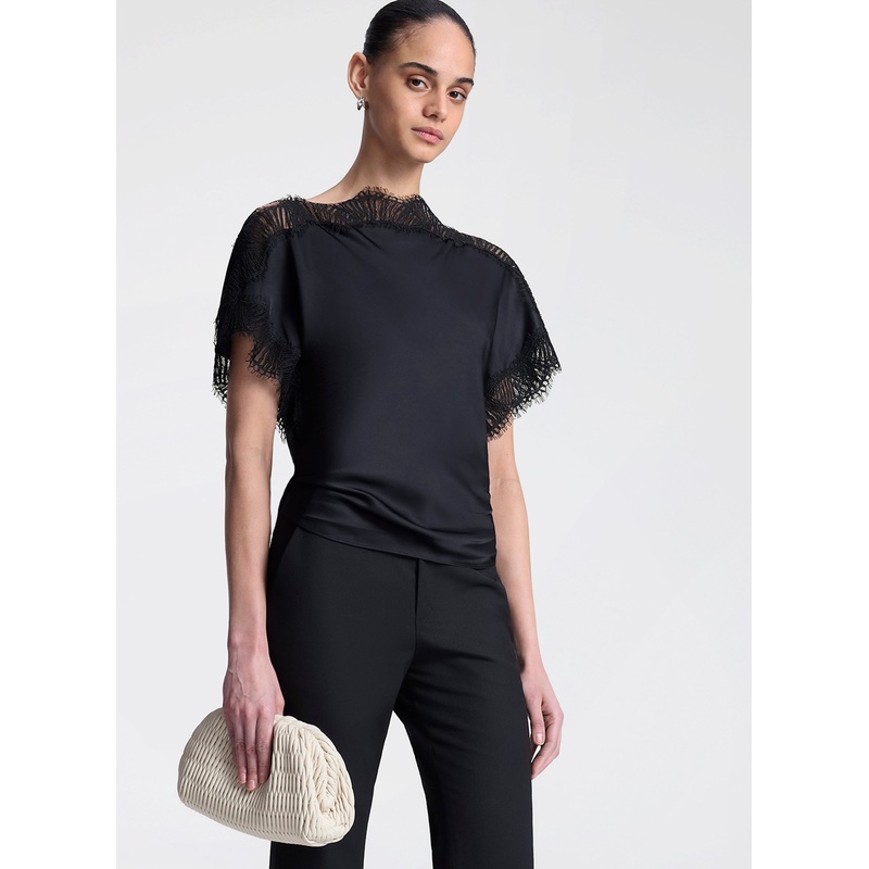 Luna Satin and Lace Top|Black/Black|00|0|2|4|6|8|10|12|14