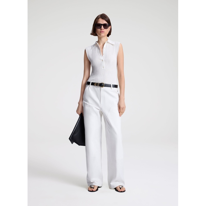 Rae Wide Leg Canvas Pant|White|00|0|2|4|6|8|10|12|14