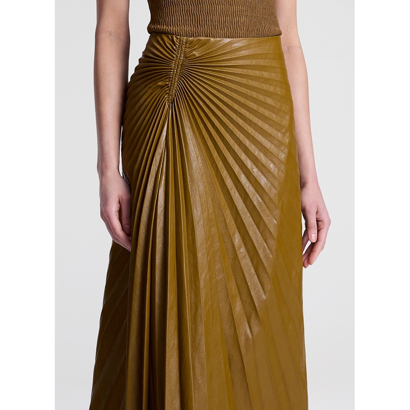 Tracy Vegan Leather Skirt|Saddle|00|0|2|4|6|8|10|12|14