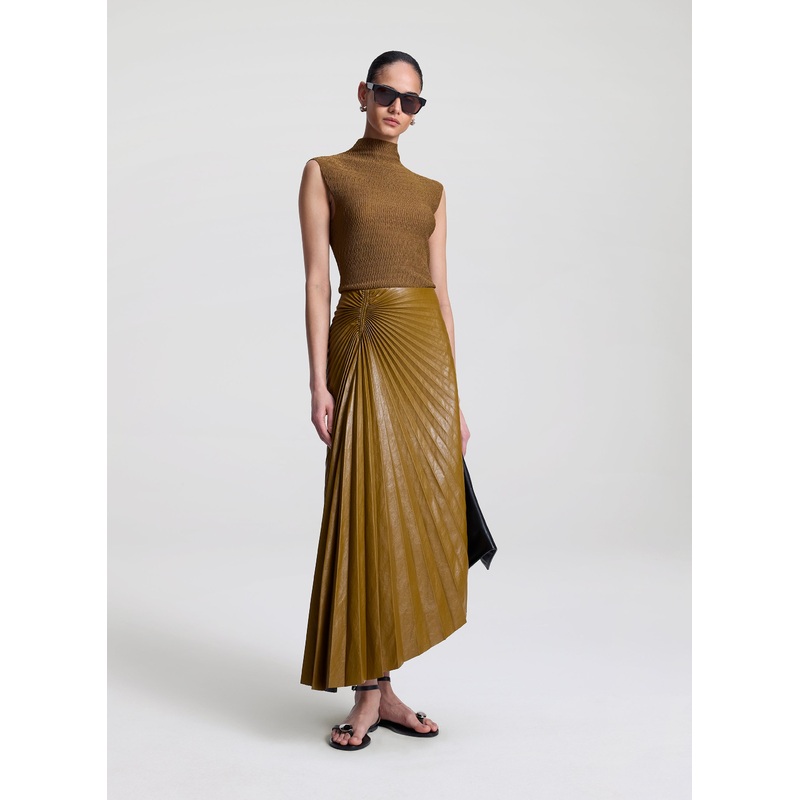 Tracy Vegan Leather Skirt|Saddle|00|0|2|4|6|8|10|12|14