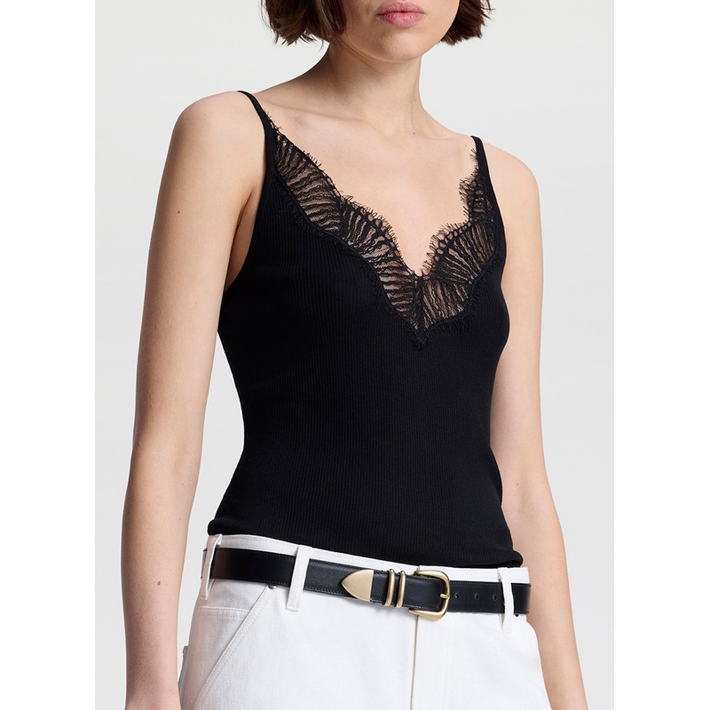 Alba Silk Knit and Lace Camisole Top