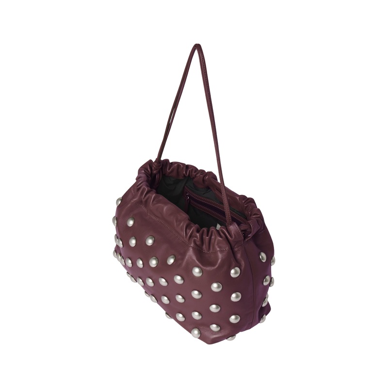 Arlo Studded Leather Bag|Deep Plum|OS