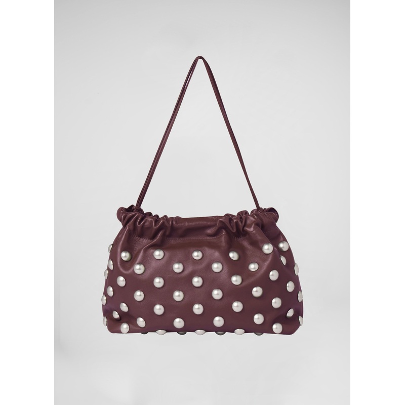 Arlo Studded Leather Bag|Deep Plum|OS