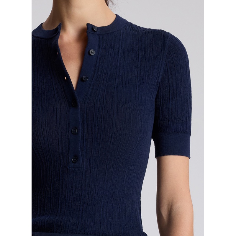 Fisher Fine Cotton Knit Top|Navy|XS|S|M|L|XL