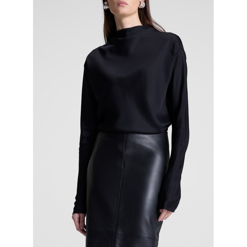 Georgia Satin Top|Black|00|0|2|4|6|8|10|12|14