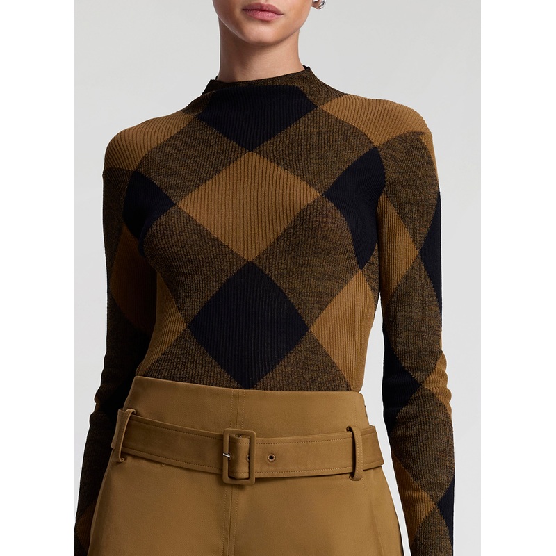 Hugh Fine Cotton Argyle Knit Top