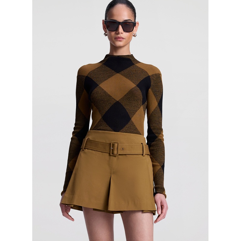 Hugh Fine Cotton Argyle Knit Top