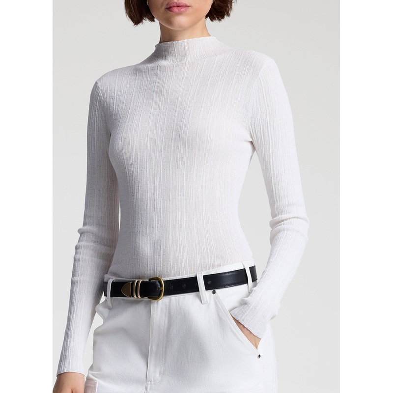 Hugh Fine Cotton Knit Top|Bright White|XS|S|M|L|XL