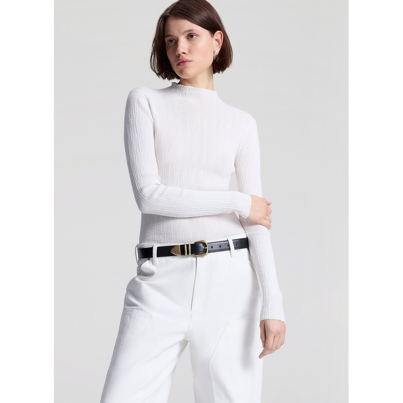 Hugh Fine Cotton Knit Top|Bright White|XS|S|M|L|XL