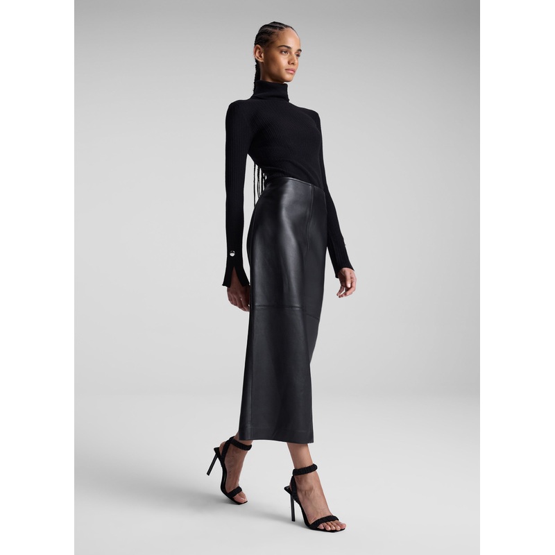 Marta Leather Midi Skirt|Black|00|0|2|4|6|8|10|12|14