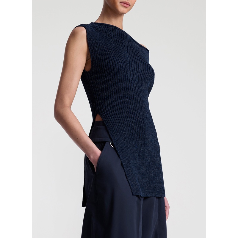 Millie Knit Asymmetrical Top|Navy|XS|S|M|L|XL