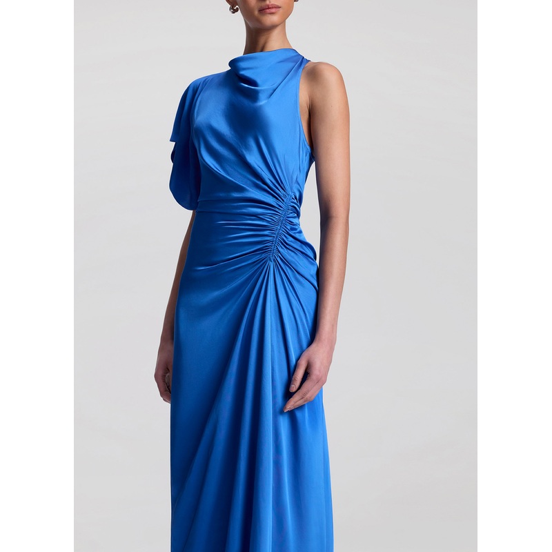 Pia Satin Midi Dress|Lapis|00|0|2|4|6|8|10|12|14