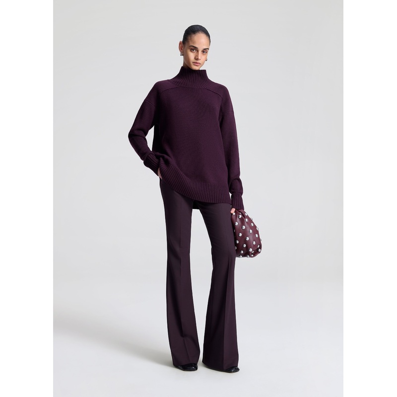 Simone Studded Leather Bag|Deep Plum|OS