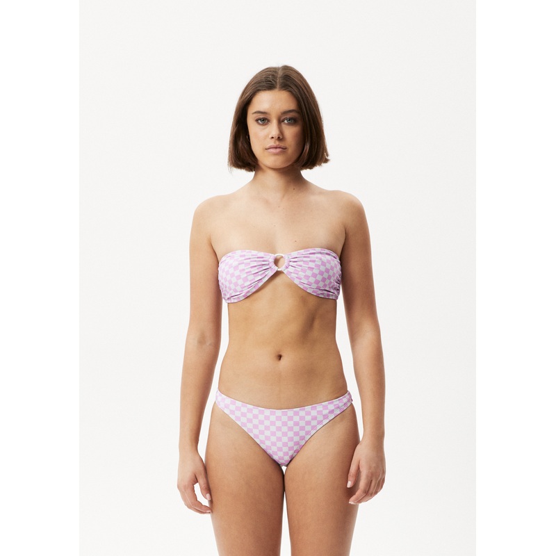 AFENDS Womens Carlo  –  Check Bikini Bottom – Candy