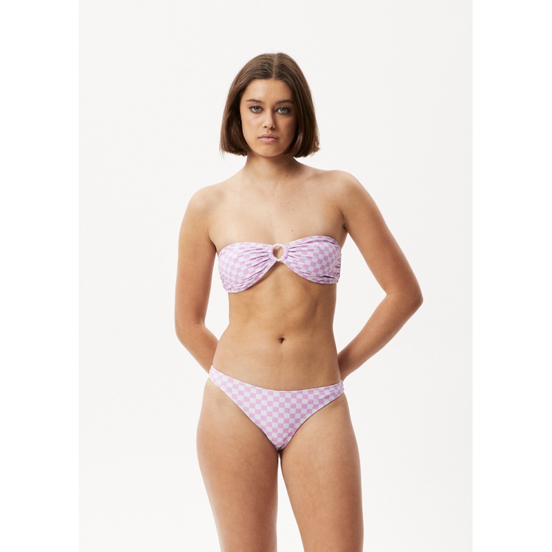 AFENDS Womens Carlo  –  Check Bikini Bottom – Candy