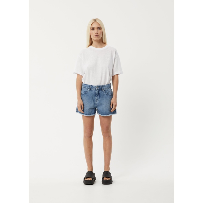 AFENDS Womens Isabella – Denim Low Rise Short – Worn Blue