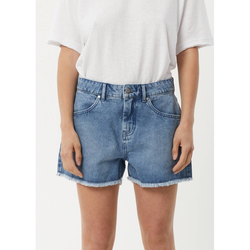 AFENDS Womens Isabella – Denim Low Rise Short – Worn Blue