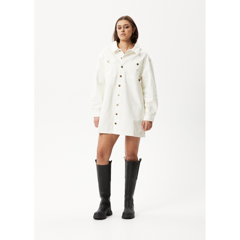 AFENDS Womens Tori – Denim Dress – Off White