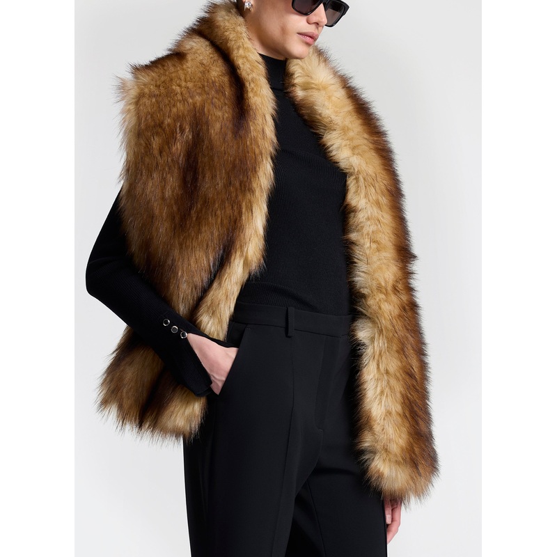 Ava Faux Fur Scarf|Brown|OS