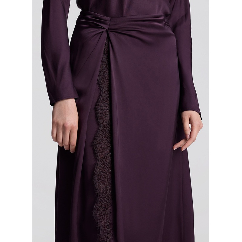 Bella Satin and Lace Midi Skirt