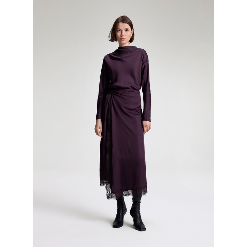 Bella Satin and Lace Midi Skirt