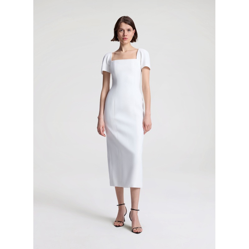 Elvie Midi Dress|White|00|0|2|4|6|8|10|12|14