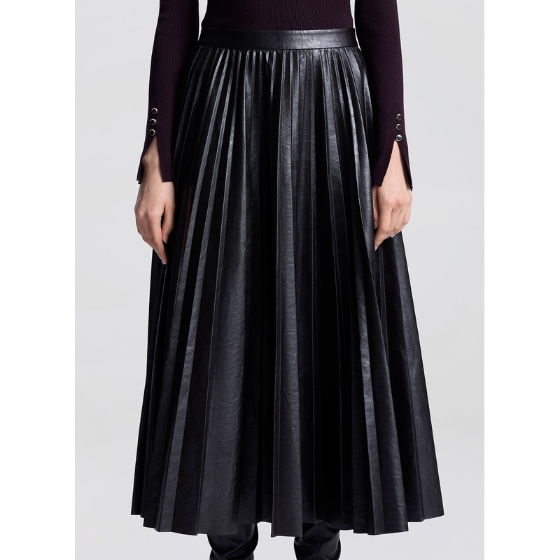 Etta Vegan Leather Midi Skirt|Deepest Brown|00|0|2|4|6|8|10|12|14