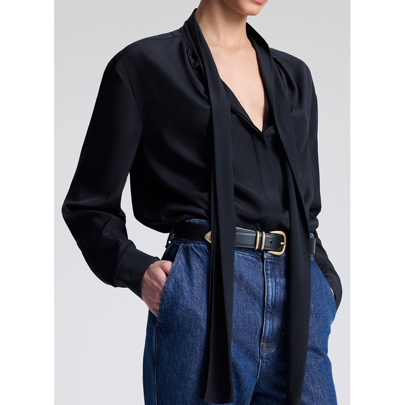 Vivi Silk Top|Black|00|0|2|4|6|8|10|12|14